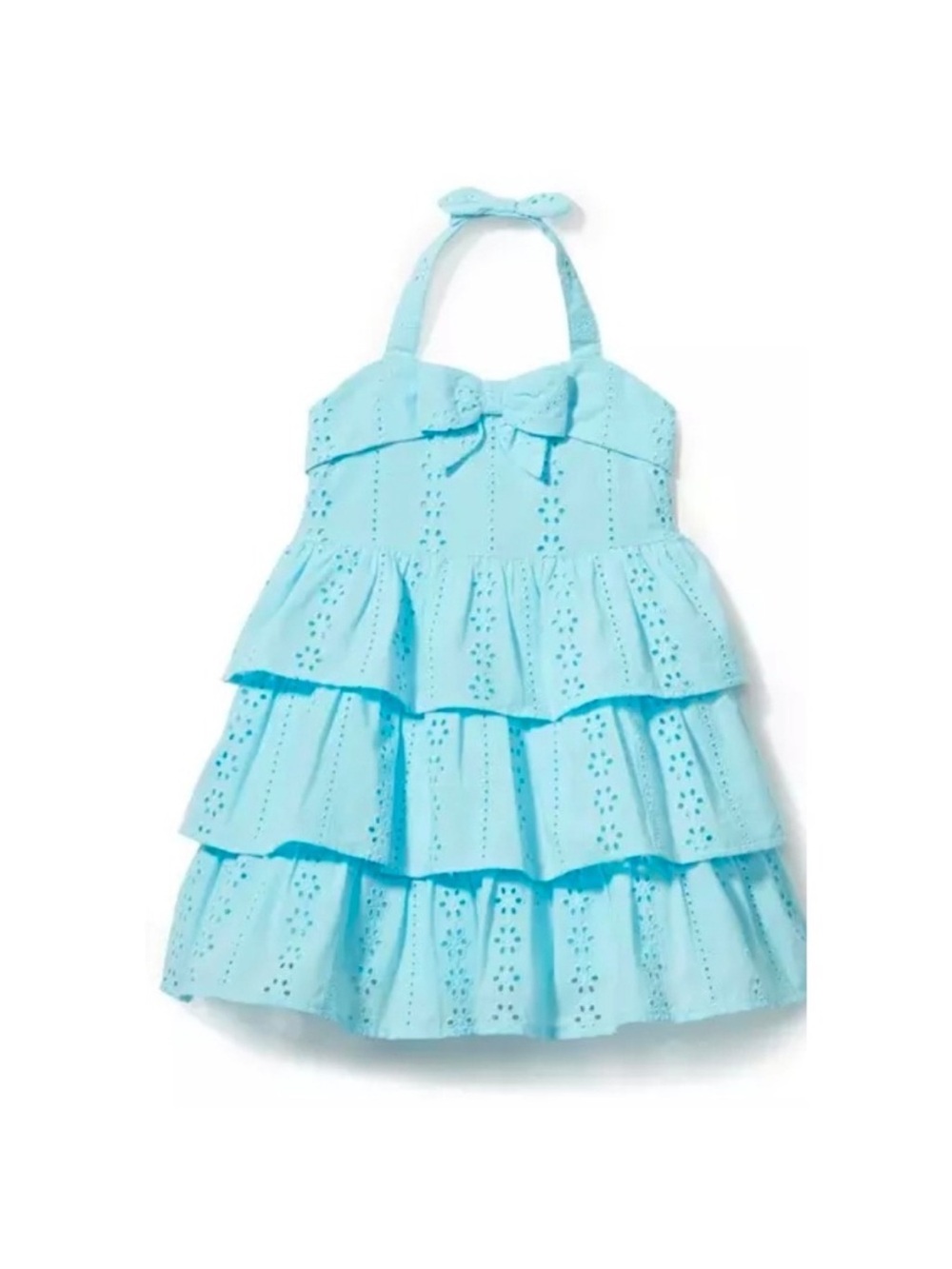 Janie and Jack Sky Blue Eyelet Halter Dress